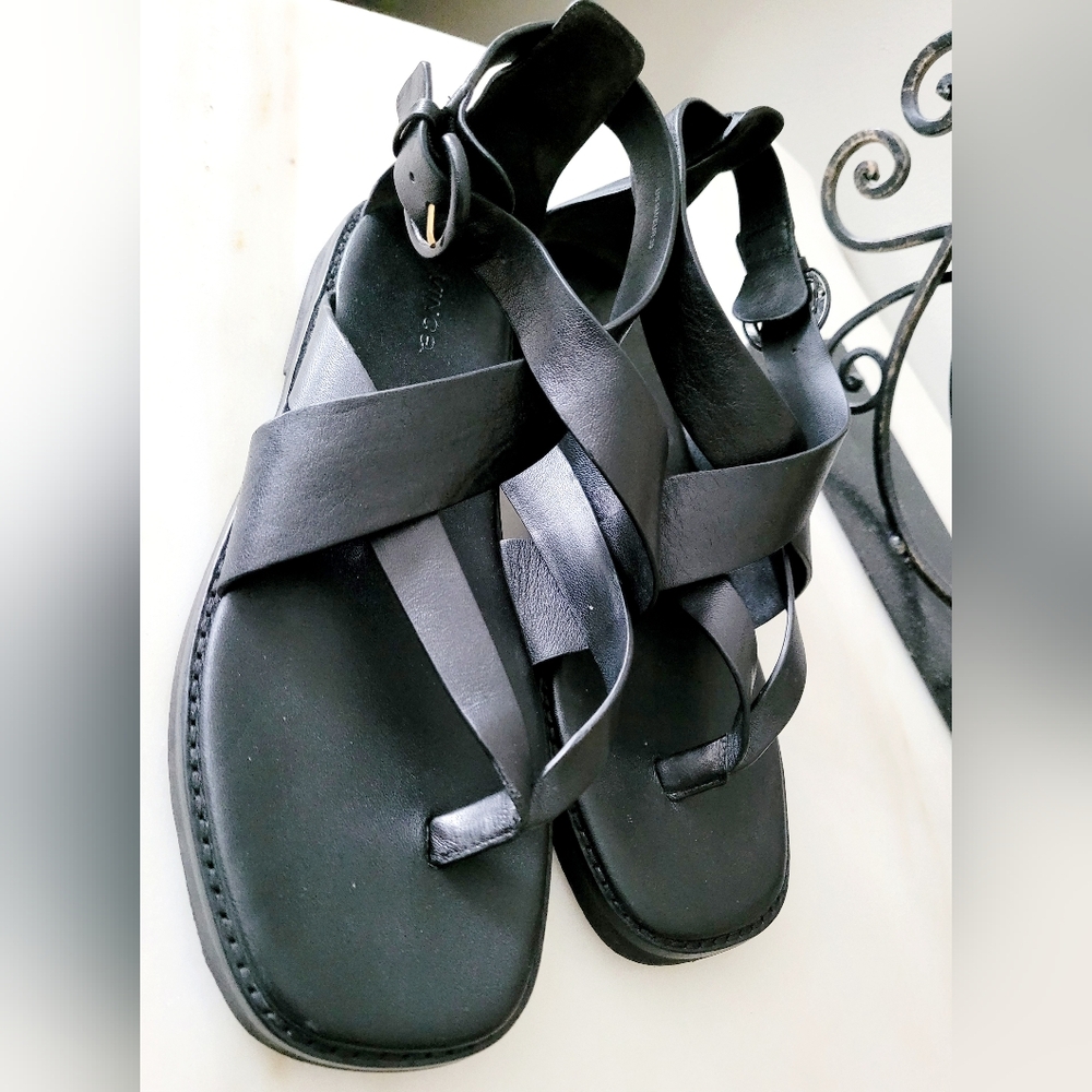 Vince Morris Women's Black Soft Leather Strappy Sandals US 9